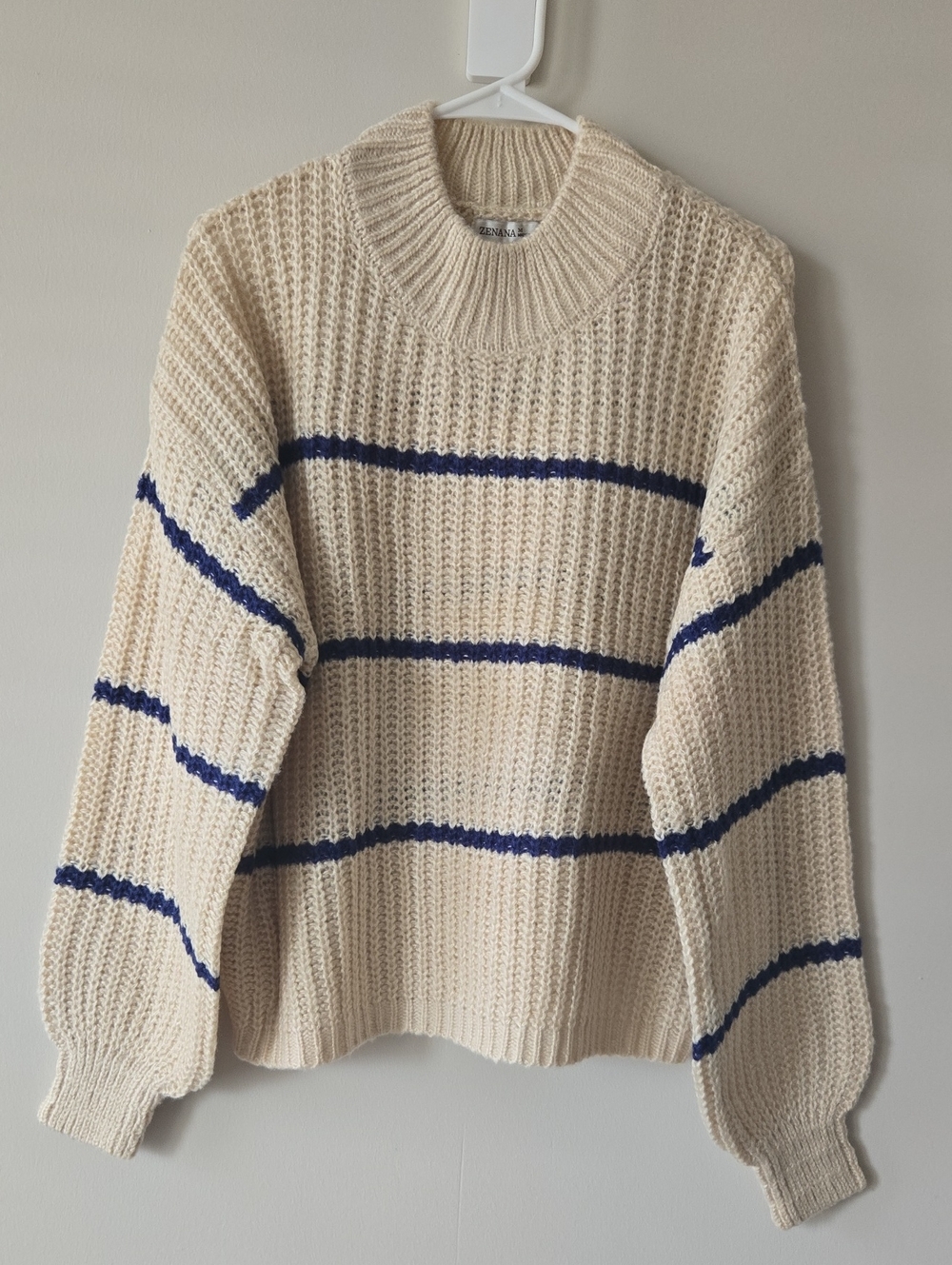 Zenana Oversized Navy Striped Sweater